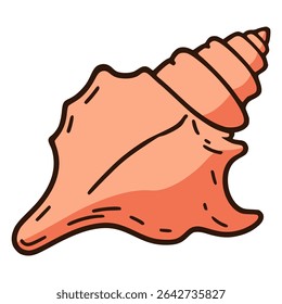 conch shell wild animal sea flat color vector illustration template design