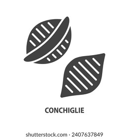 Conchiglie glyph icon. Italian pasta symbol. Vector illustration.