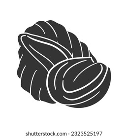 Conchiglie Icon Silhouette Illustration. Italian Pasta Food Vector Graphic Pictogram Symbol Clip Art. Doodle Sketch Black Sign.