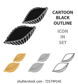 Conchiglie pasta icon in cartoon style isolated on white background. Types of pasta symbol stock vector illustration.
