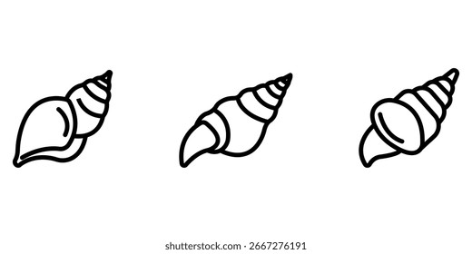 conch-shell outline or line icon design bundle.