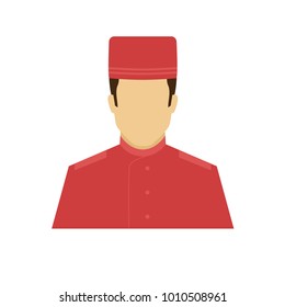 Concierge avatar icon. Profession logo. Male character. A man in professional clothes. People specialists. Flat simple vector illustration.