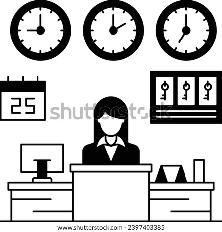 Concierge Concept, Front desk clerk Vector Icon Design, Hotel and Motel Services Symbol, Vacations Rental Sign, Restaurant Supplies Stock Illustration