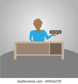 A concierge, an employee of an apartment building, hotel, or office assists guests by performing various tasks such as restaurant reservations, booking hotels, spa services, booking transportation.
