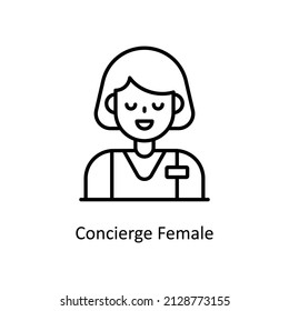 Concierge Female vector outline icon for web isolated on white background EPS 10 file