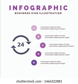 Concierge, Hotel, None, Round The Clock, Service, Stop Infographics Presentation Template. 5 Steps Presentation. Vector Icon Template background