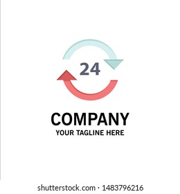 Concierge, Hotel, None, Round The Clock, Service, Stop Business Logo Template. Flat Color