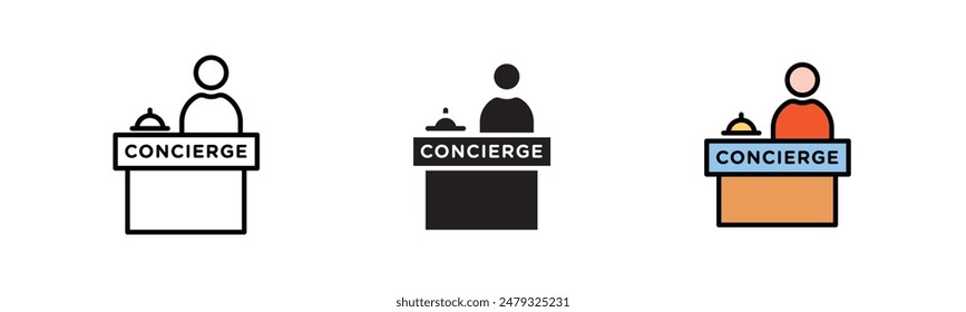 Concierge icon, Black fill concierge icon, color fill icon.