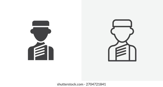 Icono de conserjería. colección de línea de trazo editable y estilos planos sólidos.