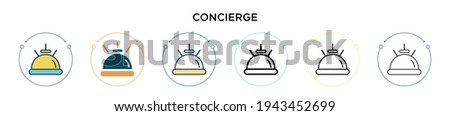 Concierge icon in filled, thin line, outline and stroke style. Vector illustration of two colored and black concierge vector icons designs can be used for mobile, ui, web