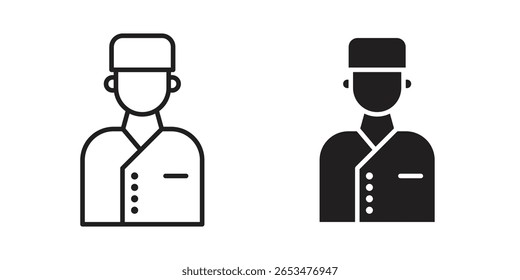 Concierge-Symbol, Umriss-Vektorzeichen, lineares und solides Piktogramm einzeln auf Weiß.