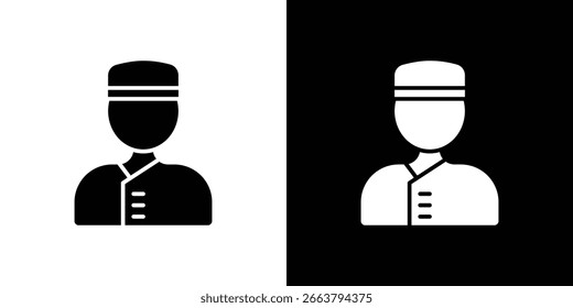 Concierge icon symbol in black and white color. Silhouette Styles.