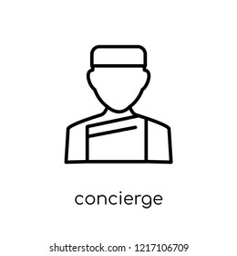 Concierge icon. Trendy modern flat linear vector Concierge icon on white background from thin line Professions collection, editable outline stroke vector illustration