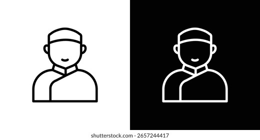 Concierge icons in line style. Editable black and white strokes