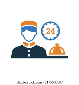 Concierge, room service, waiter icon. Glyph style vector EPS.