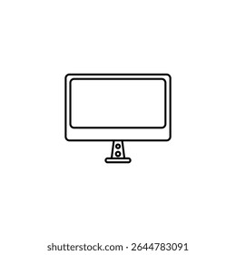 Uma imagem concisa em preto-e-branco de um monitor de mesa. Adequado para tópicos relacionados a tecnologias digitais, locais de trabalho, TI.