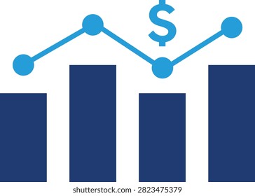 A concise financial analysis illustration showing upward trend and monetary gain. Useful for business reports and economic presentations.