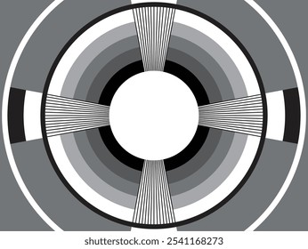 At the conclusion of a broadcast day a test pattern would appear to mark the end of the transmission signal. There would be a countdown or station identification in the center circle. Early television