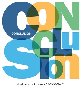 CONCLUSION colorful vector typography in a square