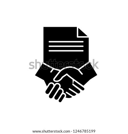 Conclusion of a contract black icon, vector sign on isolated background. Conclusion of a contract concept symbol, illustration 