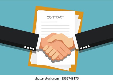 Conclusion of the contract. Handshake. Two hands doing a handshake, business concept. Vector image