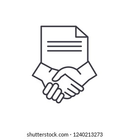 Conclusion Of A Contract Line Icon Concept. Conclusion Of A Contract Vector Linear Illustration, Symbol, Sign