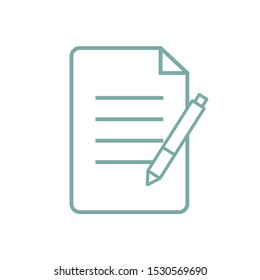 Conclusion of contract. Line vector icon isolated on a white background. Contract ready to be signed.