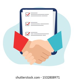 conclusion of a contract vector illustration, business handshake