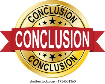 conclusion round isolated gold badge vector illustration