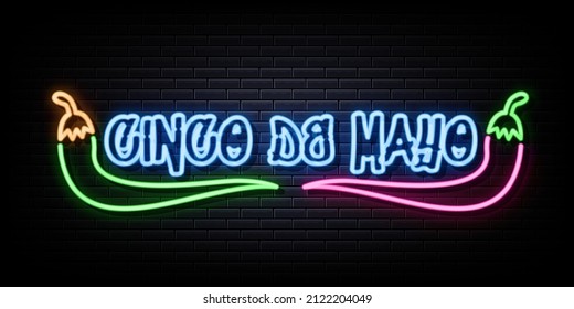 conco de mayo neon sign. design element. light banner. announcement neon signboard.