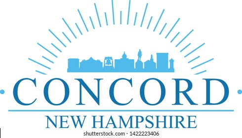 Concord New Hampshire. Banner Design. City Skyline. Silhouette Vector. Famous Monuments.