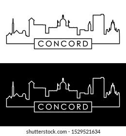 Concord, New Hampshire skyline. Linear style. Editable vector file.