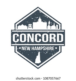 Concord New Hampshire Travel Stamp Icon Skyline City Design Tourism Vector Seal Passport.