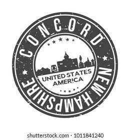 Concord New Hampshire USA Stamp Logo Icon Skyline Silhouette Symbol Round Design Skyline City.