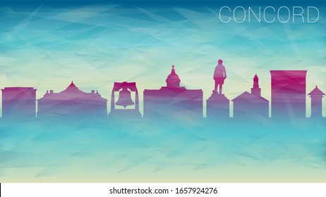 Concord, NH, USA Skyline City Vector Silhouette. Broken Glass Abstract  Textured. Banner Background Colorful Shape Composition.