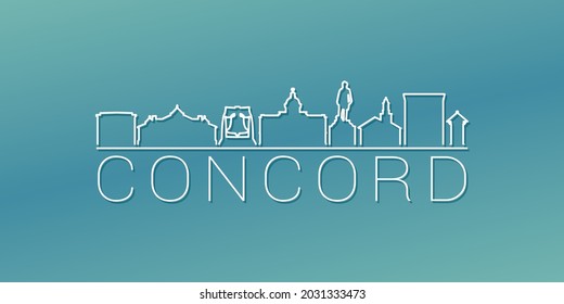 Concord, NH, USA Skyline Linear Design. Flat City Illustration Minimal Clip Art. Background Gradient Travel Vector Icon.