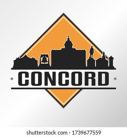 Concord, NH, USA Skyline Logo. Adventure Landscape Design Vector Illustration.