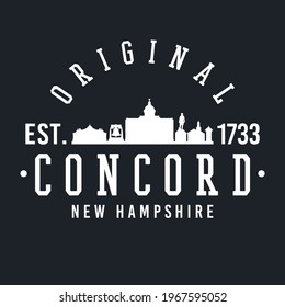 Concord, NH, USA Skyline Original. A Logotype Sports College and University Style. Illustration Design Vector.