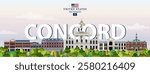 Concord skyline colorful vector illustration. Travel poster