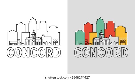 Concord skyline with Todos Santos Plaza and downtown buildings for vibrant cityscape art.