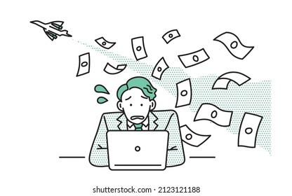 Concorde effect Illustration of a person spending money