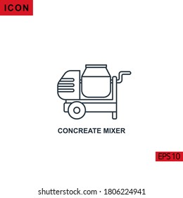 Concreate mixer vector icon on white background. Illustration line icon for graphic, print media interfaces and web design.
