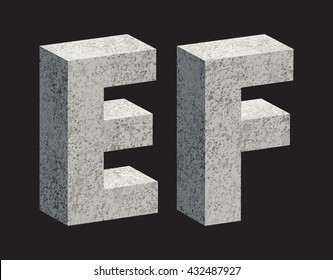 Concrete 3D letters. Vector illustration.
