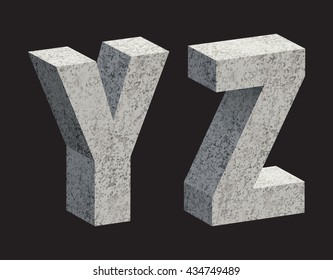 Concrete 3D letters. Vector illustration.