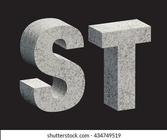 Concrete 3D letters. Vector illustration.