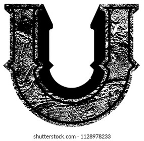 Concrete arc font.Letter U.