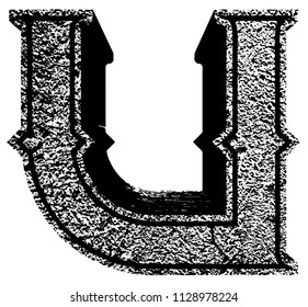 Concrete arc font.Letter V.