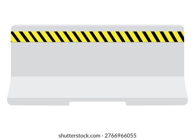 Concrete Barrier with Yellow and Black Caution Warning Stripes