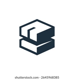 concrete block building material company logo vector illustration template design