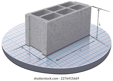 Concrete block and its dimensions (cut out)